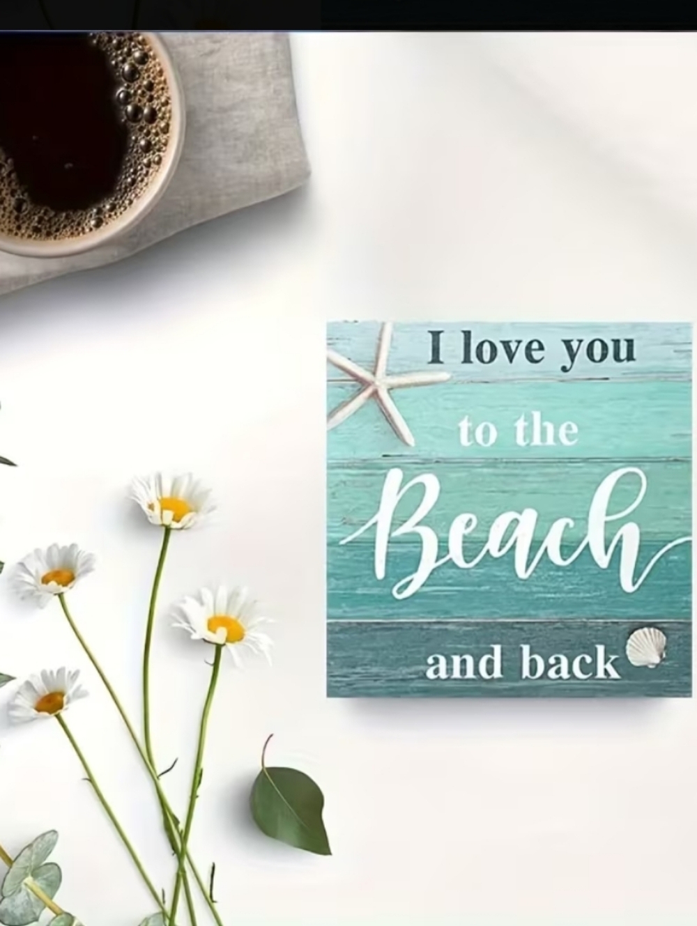Coastal "I Love You to the Beach and Back" Decorative Block - Teal - Picture 2 of 6